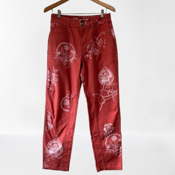 Pilcro Anthropologie‎ The Wandered Printed Relaxed Leg Cotton Pants Size 27 - Picture 5 of 11